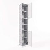 Vicco Badschrank Fynn 190 cm - Badezimmerschrank Hochschrank Bad Schrank Badregal (Beton)