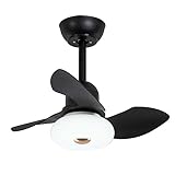 GWYAJTU Deckenventilator Mit Beleuchtung Reversibel 6 Gang Leise Lampe Mit Ventilator Dimmbar LED Modern Kleine Deckenlampe Ventilator Und Fernbedienung Für Schlafzimmer-Black||65cm