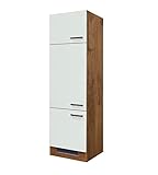 Flex Well Geräteumbauschrank Kühlschrank-Umbauschrank - ohne Kühlschrank - 3-türig - Breite 60 cm - Creme Matt-Lancelot Eiche