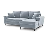 MICADONI - Ecksofa, rechts Mogha, 4-Sitzer, Velours - Hellblau