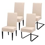 MOLVCE Hussen für Stühle 4er Set Stretch Stuhlhussen Universal Stuhlhusse aus Polyester Stuhlbezug für Esszimmer, Hotel, Bankett, Partys Deko, Hochzeit, Beige