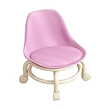LOVIVER Niedriger Rollhocker mit Rückenlehne, 360° Drehstuhl, Edelstahl Stützrahmen für Erwachsene Und Kinder, Wasserdichter 17,7 Zoll Hoher Tritthocker, Rosa