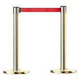 Crowd Control Barriers Rungen, Hochbelastbare Premium-Stahlrungen Einziehbarer Gürtel Sicherheitsabsperrungen & Linientrenner (Farbe : Gold-2PC, Größe : 2m)