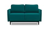 BETTSO -Modernes 2-Sitzer Sofa mit Bettkasten Für Wohenzimmer,Sessel mit Schlaffunktion,Velur Stoff-Layla (Türkis)