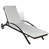 vidaXL Sonnenliege mit Polster Rollen Gartenliege Liege Gartenmöbel Relaxliege Strandliege Liegestuhl Freizeitliege Poly Rattan Braun