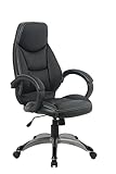 SIGMA Chefsessel EC-11 mit Armlehnen, Kunststoffgestell mit Rollen, 112 x 72 x 69.5 cm, Bürostuhl, schwarz