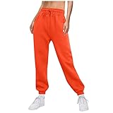 Generisch Frauenhose, Frauen Joggerhosen Arbeitshose Für Stretch Frachtjoggerinnen Modische Festkalkle Tasche Casual Jogbants Hosen Mutterschaft Pyjama Petite Women's Workout Joggers (XL, Ub6-Orange)