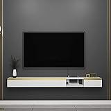 TV-Schrank, TV-Lowboard, schwebende Regale, schwebende TV-Konsole, wandmontierter TV-Schrank/Hängeregal/Set-Top-Box, wandmontierte Medienkonsole, für Zuhause und Büro./140 cm weiß/weiß