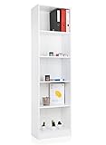 ADGO R50 Bücherregal mit Fächern 50x30x181 cm, Schmaler Schrank, Offenes Standregal, Büroregal, Regal Schranke, Ordnerregal, Aktenregal, Büromöbel Büro Möbel, Wandregal, Raumteiler (Weiß)