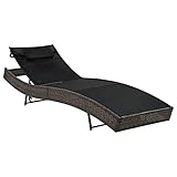 Chenshu Sonnenliege mit Auflage, Gartenliege, Liegestuhl, Sonnenstuhl, Sonneninsel Outdoor, Gartenmöbel, Terrassenmöbel, Relaxliege, Poly Rattan Braun