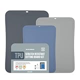 BLUE GINKGO TPU Schneidebretter (3er Set) Kratzfeste flexible Schneidebretter für die Küche, Dünnes Schneidebrett, BPA freie Küchenschneidematte, Schneidematten (Dunkelgrau, Hellgrau, Blau)