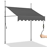 Markise Balkon Ohne Bohren, Manuell Verstellbare Markise, Regen Sonnenschutz für Terrasse/Pavillon/Garten/Restaurant/Café (Color : B, Size : 400cm/13.1ft)
