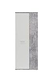 FORTE Net106 Schuhschrank mit 2 Türen, Holzwerkstoff, Beton + Weiß, 68.90 x 34.79 x 179.1 cm