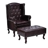 vidaXL Chesterfield Sessel Hocker Ohrensessel Relaxsessel Ledersessel Lounge