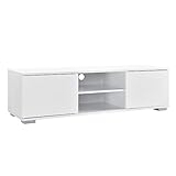 [en.casa] Fernsehtisch - Weiß 34,5x120x40 cm - TV Lowboard Board Fernseher Schrank Unterschrank