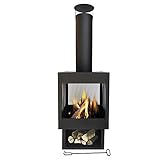 MaxxGarden Apollo Garten Kamin und Feuerstelle - Outdoor Gartenkamin für Terasse, Garten und Balkon - Terrassenofen - - Terrassenkamin mit Stahlgitter - 118 x 45 cm - Schwarz