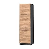 Vicco Küchenschrank Küchenmöbel Fame-Line modern Küche Einbauküche Küchenzeile Blende Unterschrank Hochschrank Hängeschrank (Anthrazit-Eiche, Herdumbauschrank hoch 60 cm)