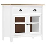 JUNZAI Sideboard, Kommode Schlafzimmer, Schlafzimmer Möbel, Esszimmer Schrank, Komodenschrank, Büromöbel, Buffetschrank, Hill Weiß 90x40x80 cm Massivholz Kiefer