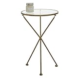 Couchtisch aus Glas, runder Beistelltisch aus goldenem Metall für Wohnzimmer, Schlafzimmer, Balkon, Freizeit, Lesetisch, Café-Bartisch (Größe: 40 x 40 x 62 cm, Farbe: A)