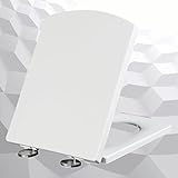 Absenkbarer Toilettendeckel Weiß Absenkautomatik Eckig Form Wc Deckel mit Absenkautomatik Klobrille Einfache Montage Toilettensitz aus Duroplast,white-37 * 47cm