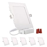 Greenclick 5er 9W LED Panel Weiß eckig Deckenleuchte Dimmbar Einbaustrahler, extrem flach,220V 720Lumen ersetzt 60W Leuchtstoffröhren LED Deckenleuten (3000k, 9w eckig Panel)
