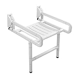 Breitere, Faltbare, rutschfeste Duschsitze, an der Wand montierter Duschstuhl mit Beinen für ältere Kinder mit schwangerer Behinderung, Badhocker aus Edelstahl mit doppelten Armlehnen, Hilfsgerät