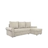 Ecksofa Dakar Cord, L-form Sofa mit Bettkasten, Schlaffunktion, Ottomane Universal, Eckcouch für Wohnzimmer, Couch, Polsterecke mit Bettfunktion, Wohnlandschaft (Poso 100 + Poso 100 + Paros 01)