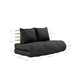 Karup Design Shin Sano | 2 sitzer Futon Schlafsofa im skandinavischen Stil, Natur Holz mit Dunkel Grau Matratze 140 x 200 | Kiefer, FSC Mix Zertifiziert Gestell: nordische, 70 x 140 x 200