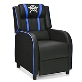 GIANTEX Relaxsessel Fernsehsessel Kunstleder, Gamingsessel Kinosessel mit Liegefunktion, Sessel modern mit Fussteil, Ledersessel Polstersessel mit Lendenwirbelkissen, Einzelsofa für Fernsehen (Blau)