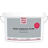 derendo Fühl Dich Wohl Deine Farbe grau, matte Wandfarbe grau, hohe Deckkraft, verschiedene Grautöne zur Auswahl (2,5L, Betongrau)