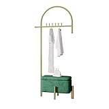 Garderobenständer Eisen Garderobe Bodenbelag Schlafzimmer Garderobe Home Holz Lagerung Beratung Hängende Kleidung Rack Multifunktionale Garderobe Multifunktionale (Color : Gold, Size : A)