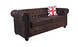 Englisches Sofa Chesterfield Dreisitzer Wohnlandschaft Couch Retro Kunstleder fha010 Palazzo Exklusiv