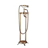 Shower Set Freistehende Armatur Badewanne Doppelgriff Standarmatur Freistehende Wannenarmatur Antiquität Messing Standarmatur Badewannenarmatur mit Handbrause und 360° Drehen Auslauf