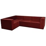 postergaleria Modulares klappbares Ecksofa 280x190 cm kastanienbraun - Couch L Form aus Velourstoff - 3-sitziges klappbares Ecksofa mit Modulen zur Selbstmontage, Wohnzimmer Möbel, Modulares Sofa