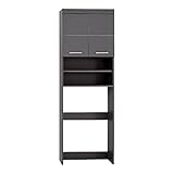 trendteam smart living Badezimmer Waschmaschinenschrank Waschmaschinenüberbau Amanda, 63 x 187 x 24 cm in Grau / Agave Grau Hochglanz mit viel Stauraum