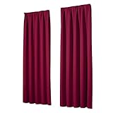 heimtexland ® Thermovorhang 2er Set Verdunkelungsvorhang Kräuselband Blickdicht Verdunklungsgardine Dekoschals Verdunkelnd Typ139 Bordeaux HxB 245x135 cm 2 Stück