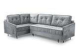 ALTDECOR Ecksofa Links mit Schlaffunktion und Bettkasten mit Gasdruckfeder, Polstercouch in L-Form Links angeordnet, rückenecht gepolstert, ideal als Gästebett 281x177x105 cm Grau