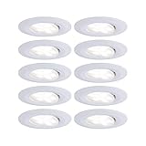 Paulmann 99924 LED Einbauleuchte Calla rund 10er Set incl 10x5.2W IP65 dimmbar Einbaustrahler Weiß matt Schranklicht Kunststoff Einbaulampe 4000K