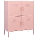 JUNZAI Lagerschrank, Flurschrank, Putzschrank, Besenschrank, Aktenschrank, Schrank Schmal, Aufbewahrungsschrank, Vorratsschrank, Rosa 80x35x101,5 cm Stahl