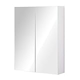 HOMCOM Bademöbel Spiegelschrank Badeschrank Hängeschrank Badezimmer Spiegel Schrank (60 x 15 x 75 cm)