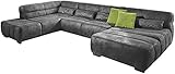 Cavadore Wohnlandschaft Scoutano / XXL-Sofa in U-Form im Industrial Design / 363 x 76 x 227 cm / Lederoptik Schwarz