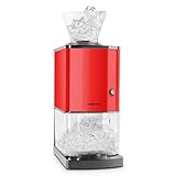 oneConcept Icebreaker - Ice Crusher, Eiscrusher, Eiszerkleinerer, 15 kg/h, 3,5 Liter (etwa 1,75 kg) Eisbehälter, aufsetzbarer Einfülltrichter, Sicherheitsschalter, rot