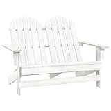 Wakects Gartenbank 2-Sitzer, Adirondack-Stuhl aus Tannenholz mit Rückenlehne und Armlehnen, 119,5 x 85,5 x 89,5 cm, Tragkraft bis 110 kg, weiß