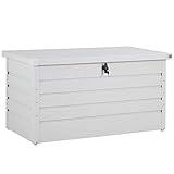 Gardebruk Auflagenbox Metall Wetterfest 360L Abschließbar 120x62x63cm Gasdruckfeder Garten Balkon Terrasse Truhe Kissenbox Aufbewahrungsbox Weiß