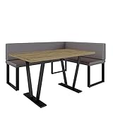 Eckbank Akiko Metal mit Tisch - Eckbankgruppe für Ihrem Esszimmer, Küche modern, Sitzecke, Essecke. Perfekt für Küche, Büro und Rezeption. Solide und Starke Verarbeitung. (Soft 30, 168x128 rechts)
