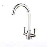 SEYFI Wasserhähne, 304 Edelstahl Küche Wasserhahn Küche Spüle Wasserhahn Doppelkaltwassermischer Wasserhahn Edelstahl Geschirrspüler Wasserhahn Doppelgriff