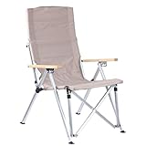 JYARZ Campingstuhl Klappsessel Für Den Außenbereich, Tragbar, Verstellbar, Mit Hoher Rückenlehne, Freizeitstuhl, Aluminiumlegierung, Komfort, Liegen, Sitzen Anglerstuhl Faltstuhl (Color : Beige)