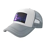 VACSAX Mesh Back Cap for Men Women Summer Baseball Hat White Purple Butterflies Print Trucker Hat, Grau, EinheitsgröÃŸe