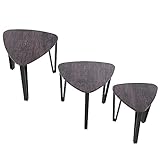 ANIFM Beistelltisch Vintage 3er-Set Nachttische Couchtisch Sofatisch Pflanzentisch Wohnzimmer Schlafzimmer Tischset mit Metallbeinen Braun Schwarz Feito NA China Comfortable Anniversary