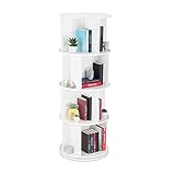 Relaxdays , 4 Regal , Bücherregal drehbar, Drehregal, Holzregal, CD/DVD Aufbewahrung, Wohnzimmer, Büro, H X D: 138 x 50 cm, weiß